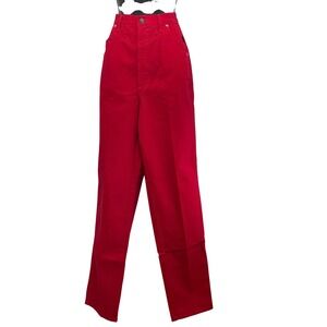 Cross J Jeans Vtg Red Western Denim 11/12 Red High Waisted Made in USA 36 inseam